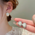 French Light Luxury Irregular Baroque Faux Pearl Stud Earrings For Women Vintage Geometric Round Design view 2