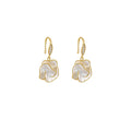 Elegant French Camellia Flower Drop With Gold Alloy Hooks And Micro Paved Zircon Shell Petal Earrings view 5