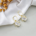 Elegant French Camellia Flower Drop With Gold Alloy Hooks And Micro Paved Zircon Shell Petal Earrings view 2