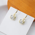 Elegant French Camellia Flower Drop With Gold Alloy Hooks And Micro Paved Zircon Shell Petal Earrings view 3