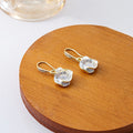 Elegant French Camellia Flower Drop With Gold Alloy Hooks And Micro Paved Zircon Shell Petal Earrings view 4