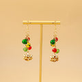 Elegant Christmas Red Green Bell Tassel Alloy Crystal Bead Flower Bow Dangle Drop Earrings view 4