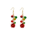 Elegant Christmas Red Green Bell Tassel Alloy Crystal Bead Flower Bow Dangle Drop Earrings view 5