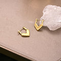 Elegant Gold Tone Alloy Hollow Heart Hoop For Women Minimalist Niche Design Daily Commuter Earrings view 2