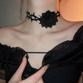 Halloween Gothic Fabric Rose Tie Multi Layer Wrap Choker Necklace For Women view 4