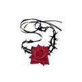 Halloween Gothic Fabric Rose Tie Multi Layer Wrap Choker Necklace For Women view 5