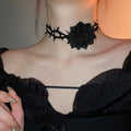 Halloween Gothic Fabric Rose Tie Multi Layer Wrap Choker Necklace For Women view 2