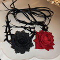 Halloween Gothic Fabric Rose Tie Multi Layer Wrap Choker Necklace For Women view 3