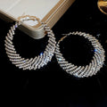 Chic Alloy Rhinestone Moon Hoop Earrings Geometric Statement Runway Jewelry For Women view 2
