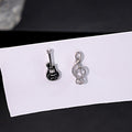 Elegant Asymmetric Guitar And Treble Clef Rhinestone Enamel Alloy Stud Earrings view 1