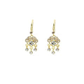 Vintage Palace Style Gold Alloy Rhinestone Peace Lock Round Geometric Crystal Drop Dangle Earrings view 5