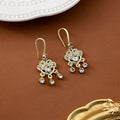 Vintage Palace Style Gold Alloy Rhinestone Peace Lock Round Geometric Crystal Drop Dangle Earrings view 1