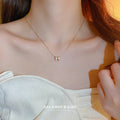 Real Gold Plated Copper Zircon Letter H Necklace Minimalist Light Luxury Clavicle Chain For Women view 3