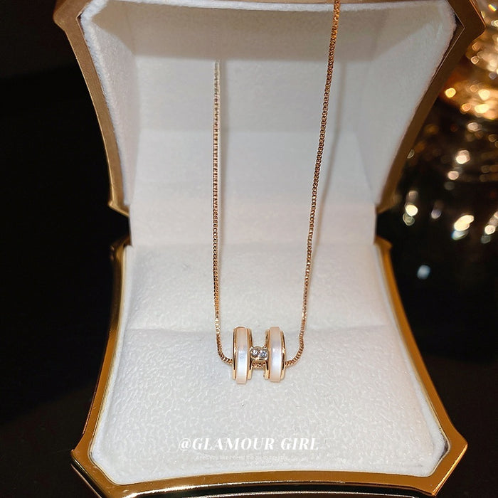 Real Gold Plated Copper Zircon Letter H Necklace Minimalist Light Luxury Clavicle Chain For Women