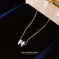 Real Gold Plated Copper Zircon Letter H Necklace Minimalist Light Luxury Clavicle Chain For Women view 4