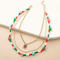 Christmas Santa Claus Necklace Cartoon Enamel Resin Candy Reindeer Bell Multilayer Pendant Jewelry view 3
