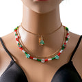 Christmas Santa Claus Necklace Cartoon Enamel Resin Candy Reindeer Bell Multilayer Pendant Jewelry view 4