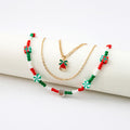 Christmas Santa Claus Necklace Cartoon Enamel Resin Candy Reindeer Bell Multilayer Pendant Jewelry view 2
