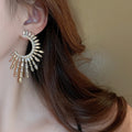 Chic Alloy C Shape Stud Earrings With Square Zircon Geometric Light Luxury Design view 3