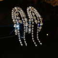 Alloy Teardrop Long Chain Tassel Drop Earrings With Silver Needle Chic Geometric Line Design view 2