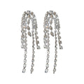 Alloy Teardrop Long Chain Tassel Drop Earrings With Silver Needle Chic Geometric Line Design view 5