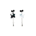 Cute Asymmetric Enamel Cat Bowknot Dangle Drop Alloy Rhinestone Sweet Korean Style Earrings view 5