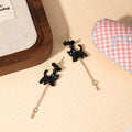 Cute Asymmetric Enamel Cat Bowknot Dangle Drop Alloy Rhinestone Sweet Korean Style Earrings view 4