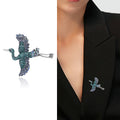 Alloy Rhinestone Flying Crane Brooch Pin For Cheongsam Lapel Decor view 3
