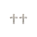 Elegant Minimalist Full Zircon Cross Studs Silver Needle Micro Paved Petite Versatile Fashion Earrings view 5