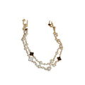 French Style Pearl Enamel Flower Double Layer Long Sweater Necklace For Women, Elegant Vintage Luxury view 5