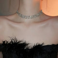 Rhinestone Oval Double Layer Alloy Jewelry Set, Light Luxury Necklace Earrings Bracelet view 4