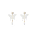 Elegant French Luxury Transparent Acrylic Butterfly White Flower Rhinestone Waterdrop Dangle Earrings view 5