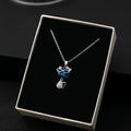 Korean Silver Butterfly Cat Necklace Cute Animal Planet Collarbone Chain Rhinestone Whale Pendant view 3