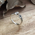 Vintage Distressed Antique Silver Blackened Flower Hummingbird Ring Jewelry view 4