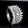 European American Leaf Shape Ring For Women, Inlaid Marquise Zircon Statement Finger Ring view 4