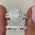 Two Piece Square Princess Cut Ring Set, Sparkling Fashion Women's Engagement Jewelry view 2