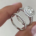 Two Piece Square Princess Cut Ring Set, Sparkling Fashion Women's Engagement Jewelry view 4
