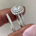 Two Piece Square Princess Cut Ring Set, Sparkling Fashion Women's Engagement Jewelry view 3