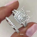 Two Piece Square Princess Cut Ring Set, Sparkling Fashion Women's Engagement Jewelry view 5