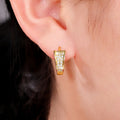 Micro Pave Zircon Small Hoop Earrings, Hollow Unique Design Ear Cuffs For Women view 4
