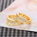 Micro Pave Zircon Small Hoop Earrings, Hollow Unique Design Ear Cuffs For Women view 3