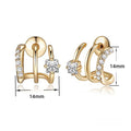Zircon Accent Stud Earrings Three Prong Curved Line Design Classic Commuter Jewelry view 4