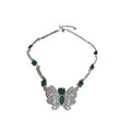 Light Luxury Copper Butterfly Green Crystal Square Earrings Necklace Jewelry Set view 5