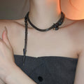Statement Copper Rhinestone Snake Tassel Collarbone Necklace For Women Sweet Cool Style view 4