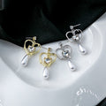 French Vintage Hollow Heart Zircon Pearl Drop Alloy Studs Elegant Niche Design Women's Earrings view 1