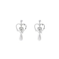 French Vintage Hollow Heart Zircon Pearl Drop Alloy Studs Elegant Niche Design Women's Earrings view 5