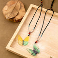 New Chinese Ethnic Butterfly Necklace With Ceramic Flower Bell And Peace Lock Collarbone Chain view 2