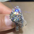 Hollow Zircon Flower Ring For Women, Classic European Style Inlaid Zircon Wedding Jewelry view 2