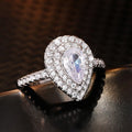 European Classic Sparkling Teardrop Ring Creative Women's Wedding Jewelry Finger Ring view 3