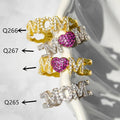 Pave Letter MOM Heart Shape Open Adjustable Ring For Mother's Day Fashion Gift view 3